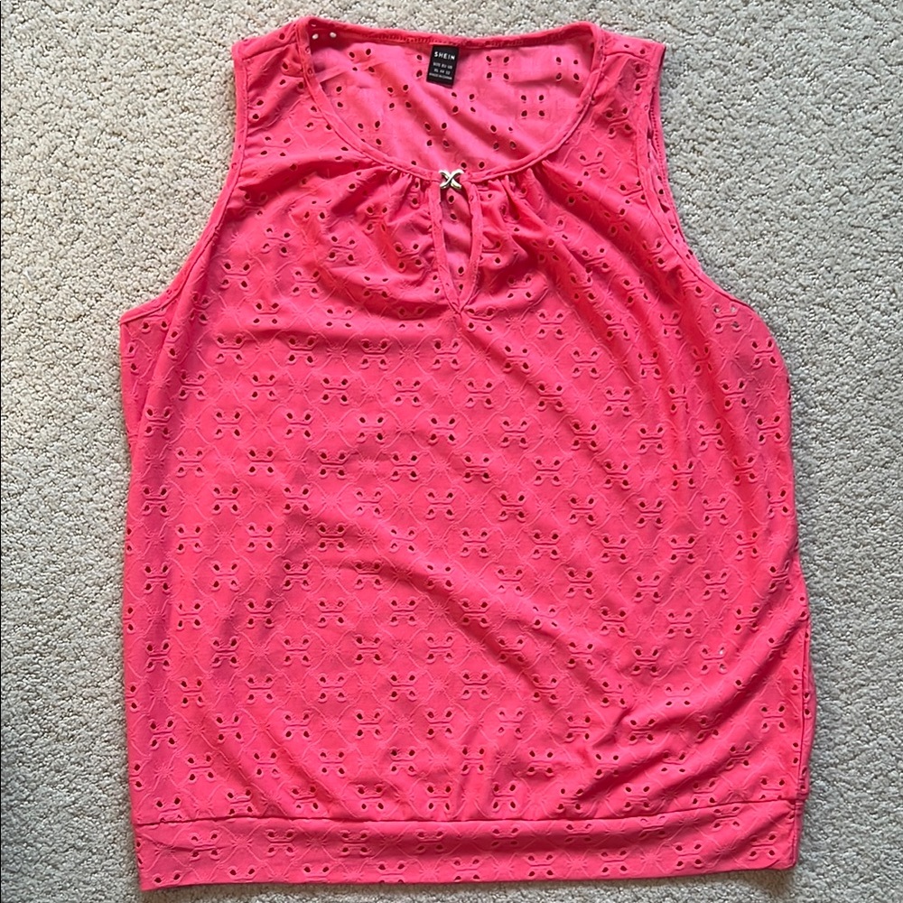 SHEIN Orange Ruched Sleeveless Tank Top